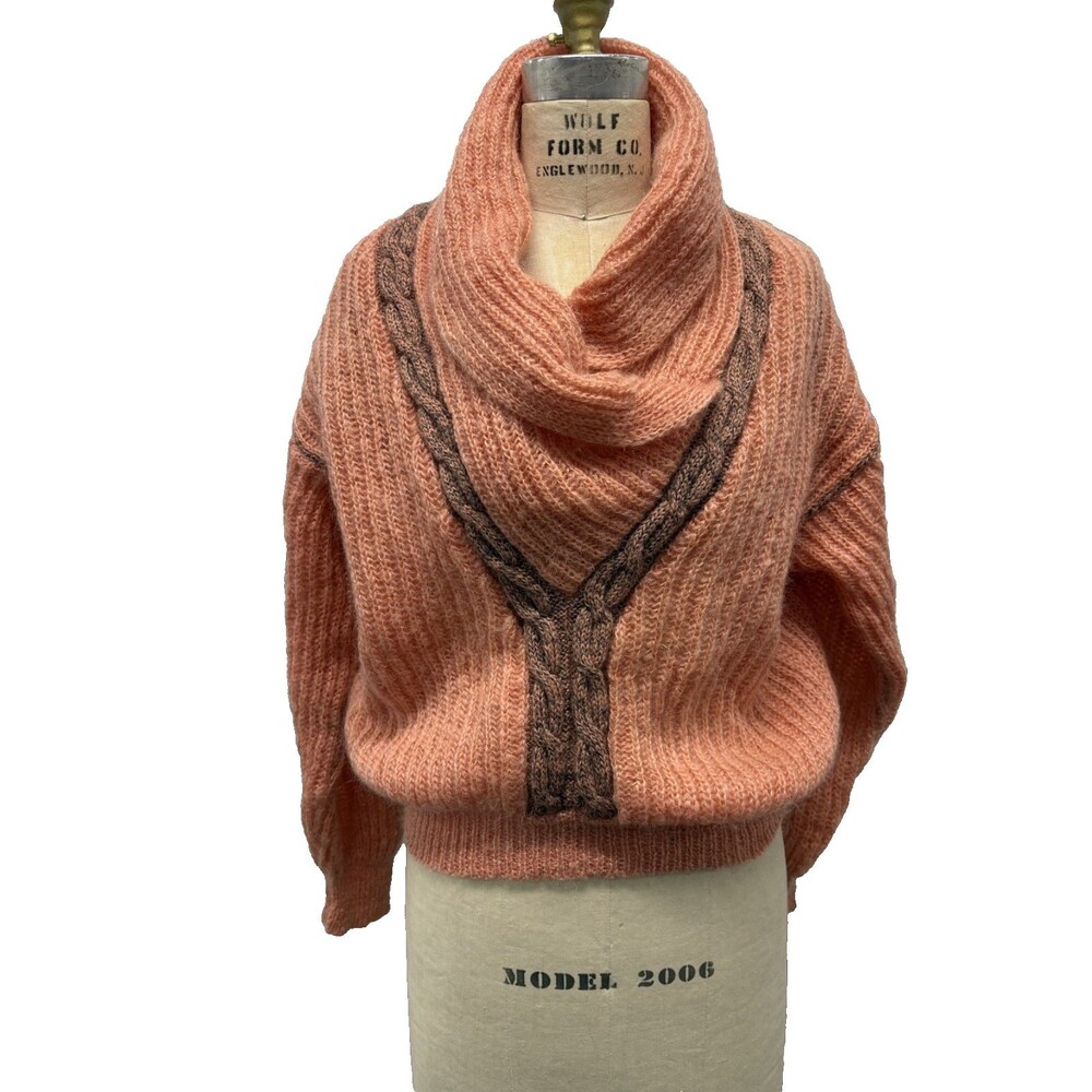 Vintage 80s Marnela Mari Mohair Wool Cowl Neck Dolman Sweater Italy S